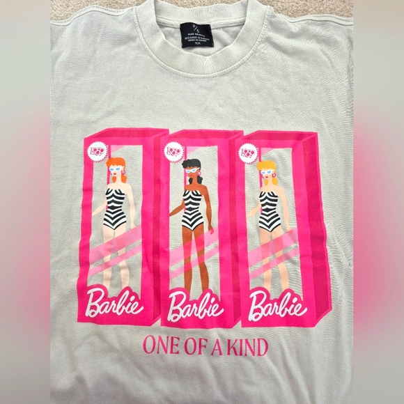 Barbie Tops - NWT Peace Collective Barbie One Of A Kind Heavyweight Graphic T-Shirt, grey, M